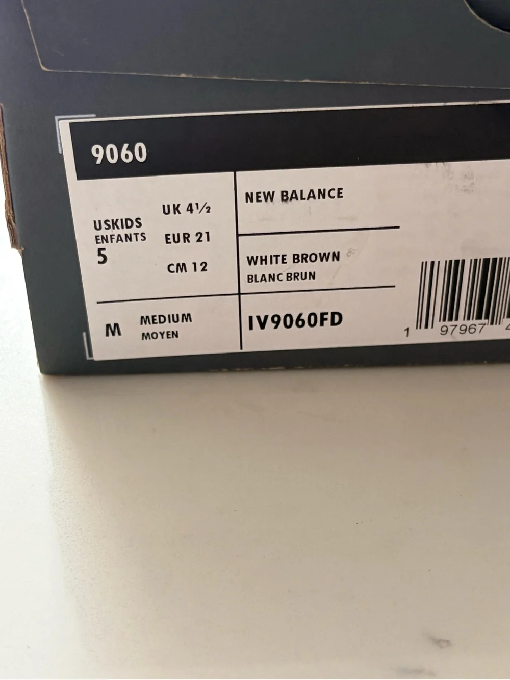 New Balance 9060 Kids White & Tan Chunky Sneaker